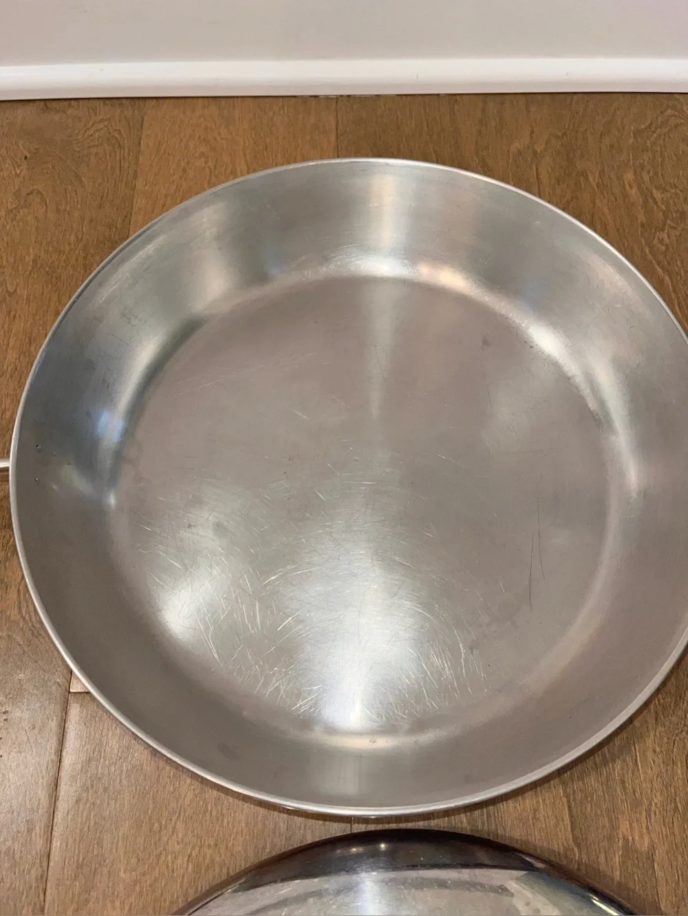 Vintage Revere Ware 12 Inch Stainless Steel Copper Clad Bottom Skillet W/Lid:USA